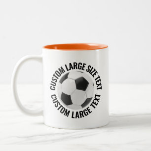 Soccer Ball & Large Text ORANGE 11oz Custom Two-Tone Coffee Mug