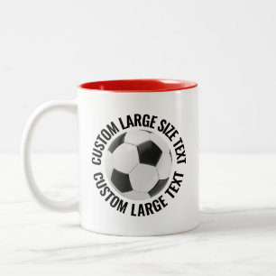 Soccer Ball & Large Text RED 11oz Custom Two-Tone Coffee Mug