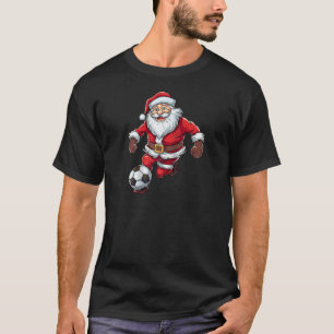 Soccer Ball Lover Xmas Santa Playing Soccer Ball C T-Shirt