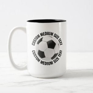 Soccer Ball & Medium Text BLACK 15oz Custom Two-Tone Coffee Mug