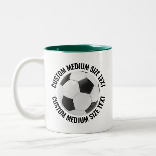 Soccer Ball & Medium Text HUNTER GREEN 11oz Custom Two-Tone Coffee Mug