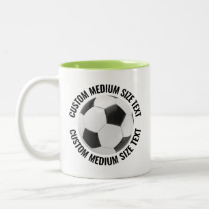 Soccer Ball & Medium Text LIME GREEN 11oz Custom Two-Tone Coffee Mug
