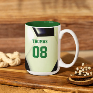 Soccer Ball Name and Number Personalised Two-Tone Coffee Mug
