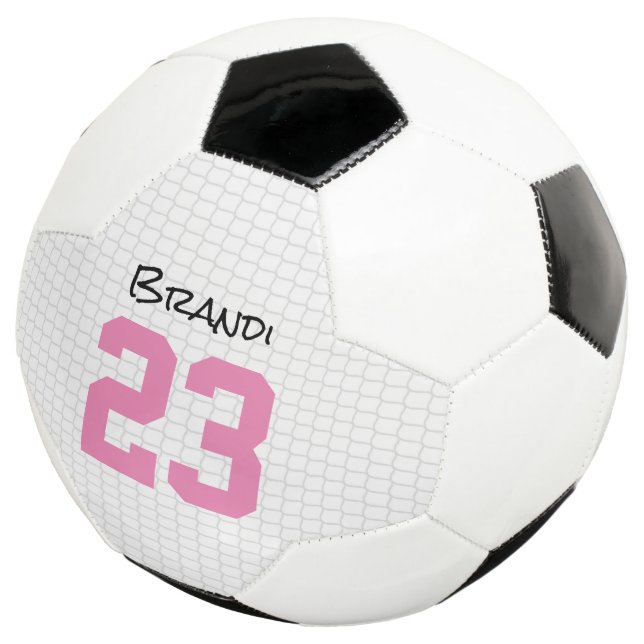 Soccer Ball NAME Birth YEAR Sports Pink Girl Fun (Three Quarter)
