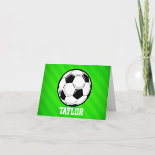 Soccer Ball; Neon Green Stripes Note Card