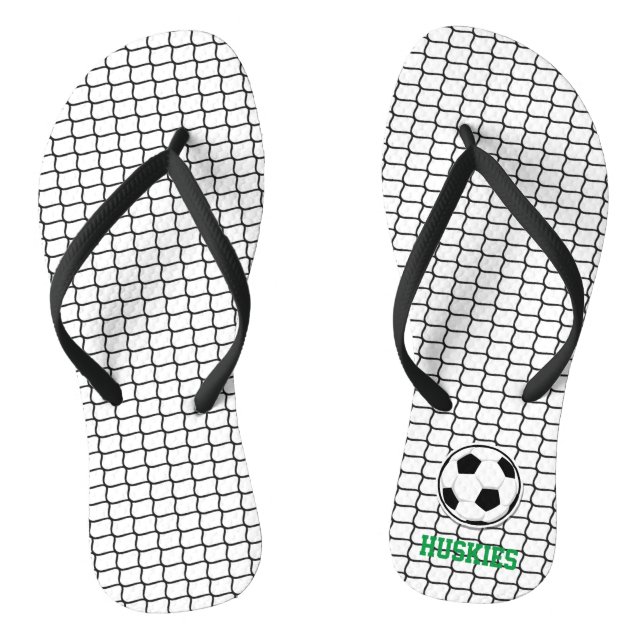 Soccer Ball Net TEAM NAME Sports Coach Player Fans Flip Flops (Footbed)