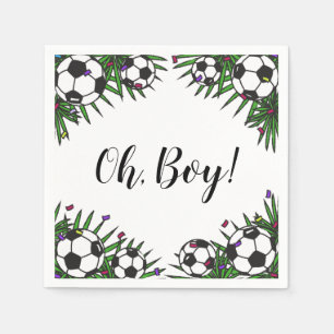 Soccer Ball Oh Boy Sports Game Theme Baby Shower   Napkin