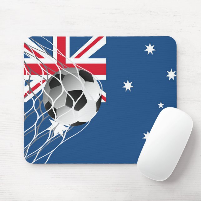 Soccer Ball On Australian Flag Mouse Mat (With Mouse)
