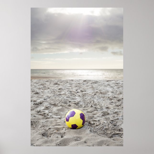 soccer ball on ballybunion beach poster (Front)