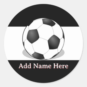 Soccer Ball on Black and White Background Classic Round Sticker