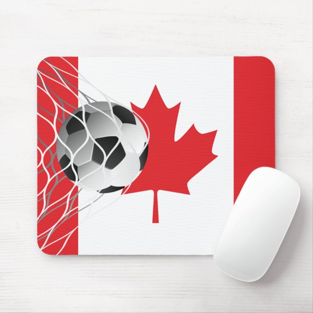 Soccer Ball On Canadian Flag Mouse Mat (With Mouse)