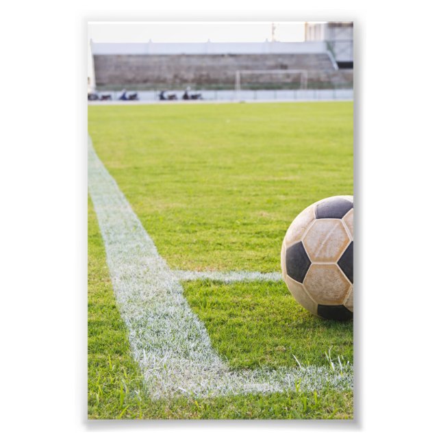 Soccer Ball on Field Line Photo Print (Front)