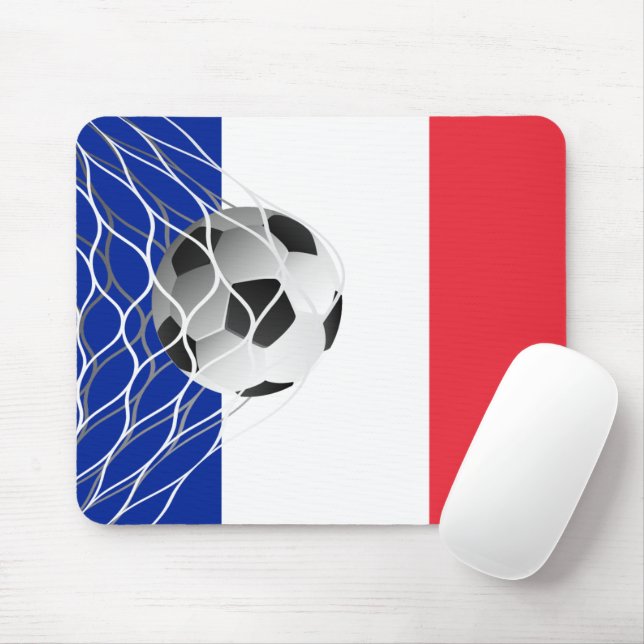 Soccer Ball On French Flag  Mouse Mat (With Mouse)