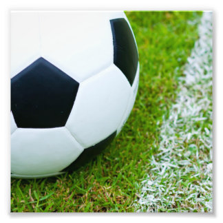 Soccer Ball on Grass Closeup Photo Print