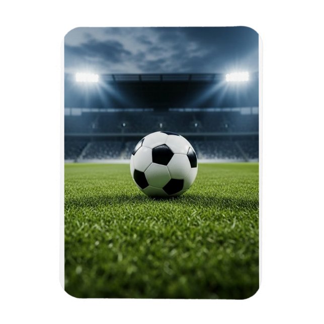 Soccer Ball on Grass Field Under Stadium Lights –  Magnet (Vertical)