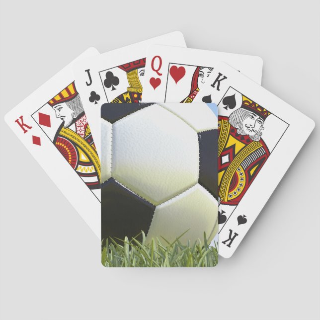 Soccer ball on grass. playing cards (Back)