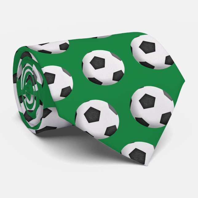 soccer ball on green tie (Rolled)