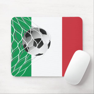 Soccer Ball On Italian Flag Mouse Mat
