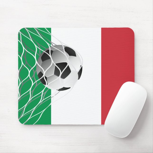 Soccer Ball On Italian Flag Mouse Mat (With Mouse)