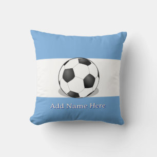 Soccer Ball on Light Blue and White Background Cushion