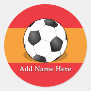 Soccer Ball on Red and Orange Background Classic Round Sticker