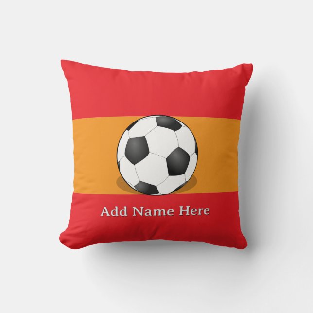 Soccer Ball on Red and Orange Background Cushion (Front)