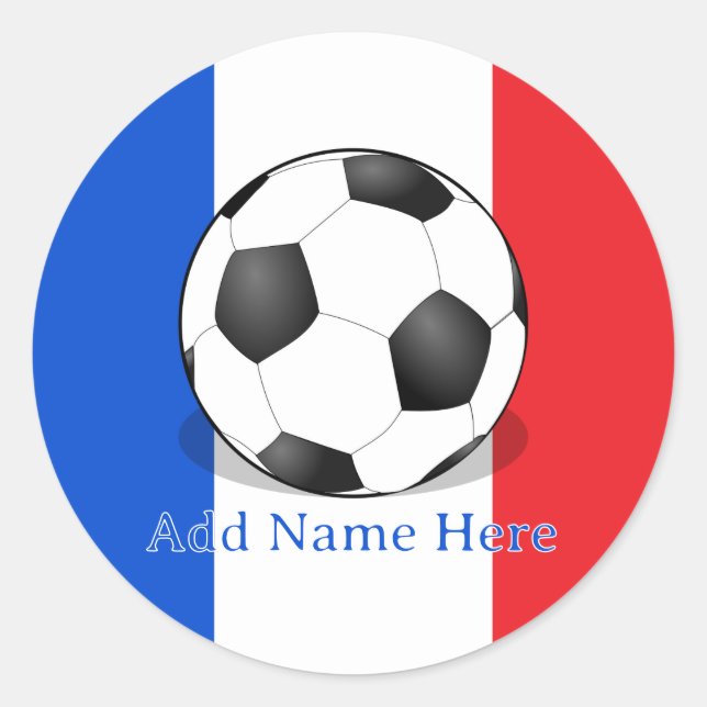 Soccer Ball on Red White and Blue Background Classic Round Sticker (Front)