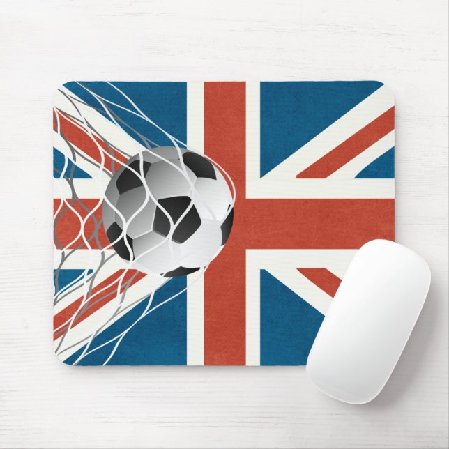 Soccer Ball On United Kingdom Flag Mouse Mat (With Mouse)