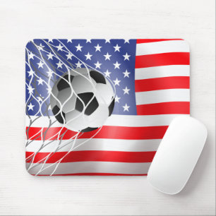 Soccer Ball On USA Flag  Mouse Mat