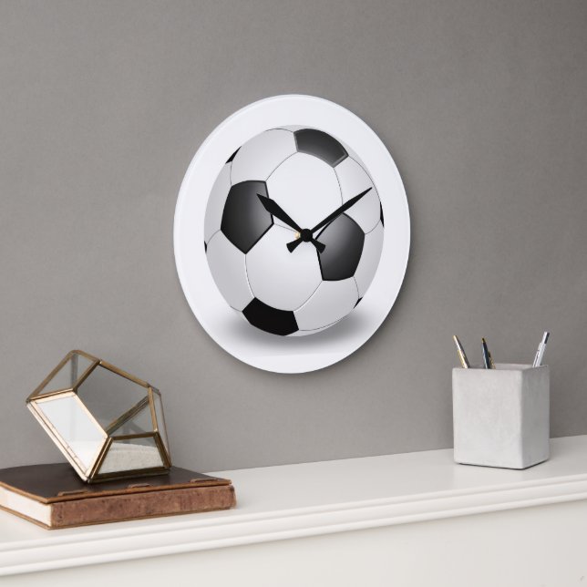 Soccer Ball on White Large Clock (Office)