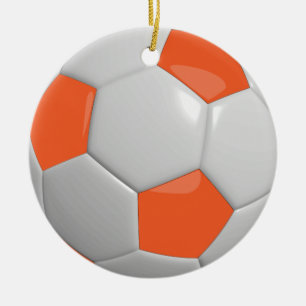 Soccer Ball   Orange Ceramic Tree Decoration