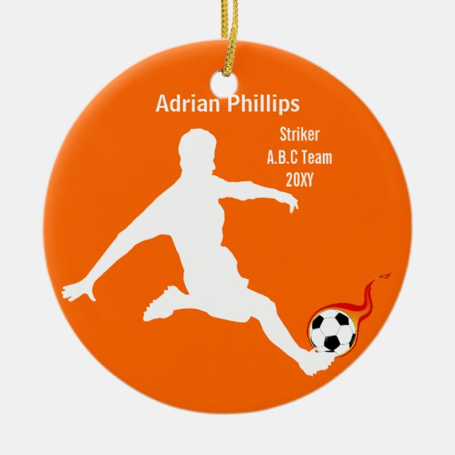 Soccer ball orange ornament (Front)