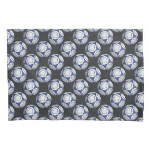 Soccer Ball Painted blue and white pattern Pillowcase