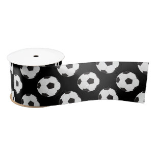 Soccer Ball Pattern black  Satin Ribbon
