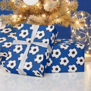 Soccer Ball Pattern blue  Wrapping Paper