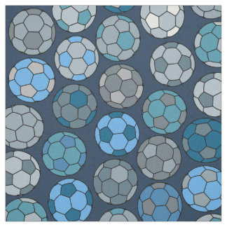 Soccer Ball Pattern Blues Fabric