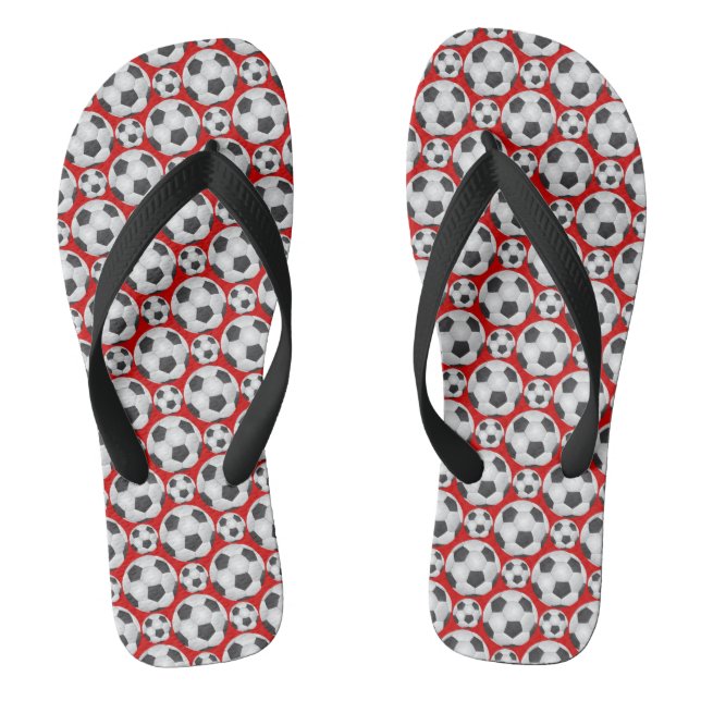 Soccer Ball Pattern Flip Flops (Footbed)