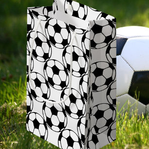 soccer ball pattern in black&white small gift bag