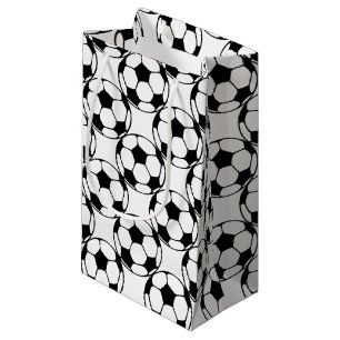 soccer ball pattern in black&white small gift bag
