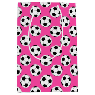 Soccer Ball Pattern Pink Medium Gift Bag