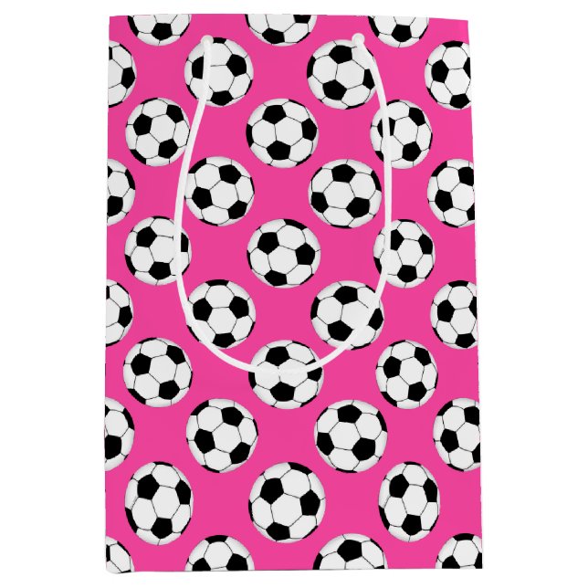 Soccer Ball Pattern Pink Medium Gift Bag (Front)