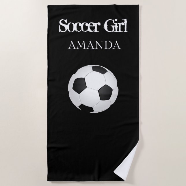 Soccer Ball Personalised Beach Towel Gift (Front)