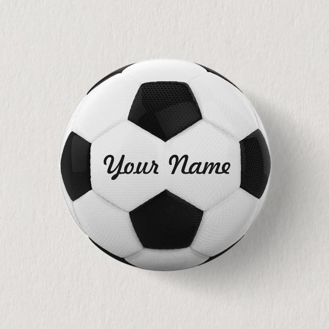 Soccer Ball Personalised Name 3 Cm Round Badge (Front)