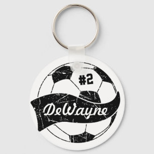 Soccer Ball Personalised Name and Number Key Ring