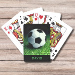 Soccer Ball Personalised Name Football Sport Playing Cards<br><div class="desc">Soccer Ball Personalised Name Football Sport Playing Cards features a soccer ball on the grass soccer pitch with a personalised name where you can add your name. Personalise by editing the text in the text box or delete text. Designed by ©Evco Sports www.zazzle.com/store/evcosports</div>