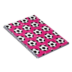 Soccer Ball Pink Frost Glitters Sport Player White Notebook