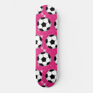 Soccer Ball Pink Frost Glitters Sport Player White Skateboard