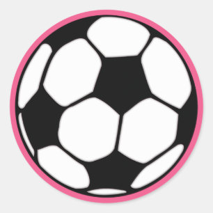 Soccer Ball Pink Girl's Birthday Party Classic Round Sticker
