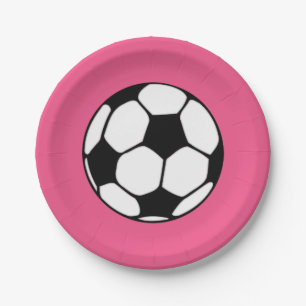 Soccer Ball Pink Girl's Birthday Party Paper Plate