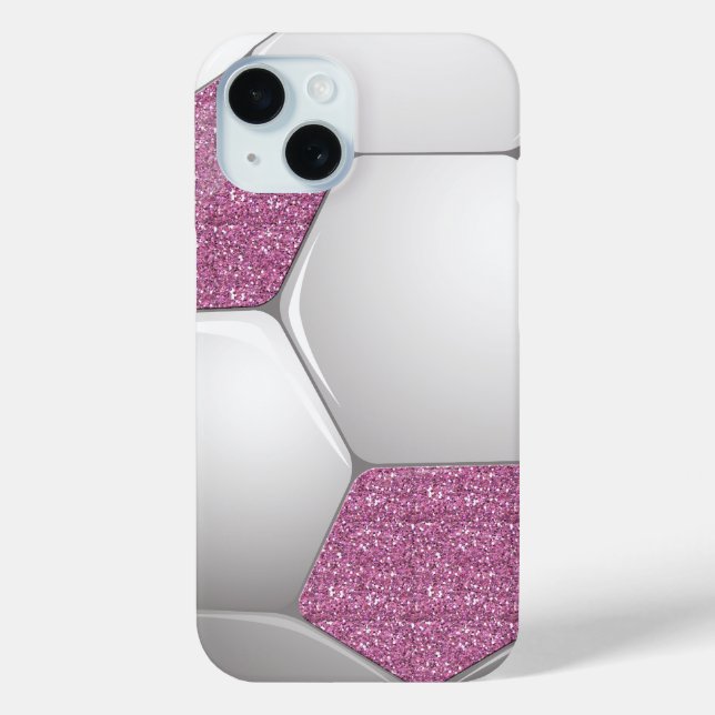 Soccer Ball Pink Glitter Effect Case-Mate iPhone Case (Back)